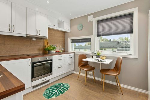 FrecklePot Monstera Non Slip Bath Mat or Kitchen Tufted Rug, Plant Leaf Shaped Kids Pets Floor Mat Carpet, Green, 31.5" x 23.6" in Wood and White Small Kitchen