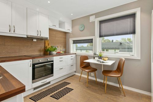 EUCH 2 Piece Carpet Rubber Backing Non-Slip Kitchen Mat Doormat Area Rugs (17"x23"+17"x47", Black Mosaic) in Wood and White Small Kitchen