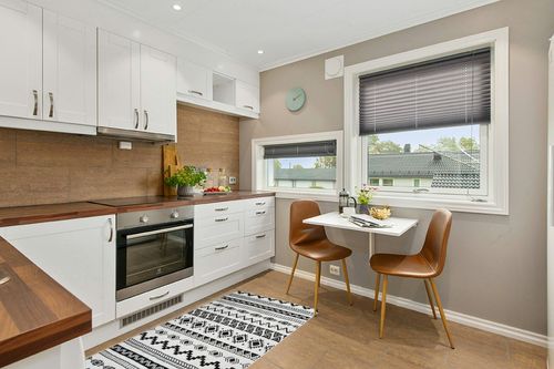 Lahome Boho Geometric Washable Area Rug in Wood and White Small Kitchen