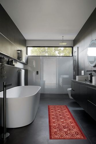 Antep Rugs Alfombras Non-Skid Rug in Black Modern Bathroom