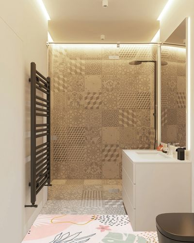 Lahome Pink Washable Runner Rug - 2x6 Non-Slip Throw Hallway Runner Rugs Low-Pile Soft Bedroom Kitchen Runner Rug Boho Botanical Print Carpet Runner for Laundry Room Entryway Bathroom Living Room in White Tiled Bathroom