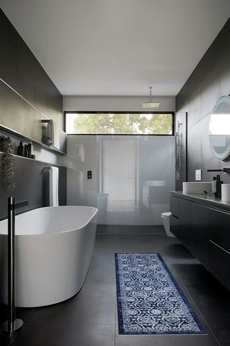 Antep Rugs Alfombras Non-Skid (Non-Slip) Rug in Black Modern Bathroom