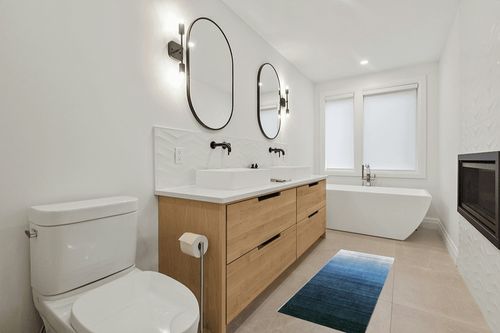 Lahome Modern Ombre Washable Runner Rug - 2x6 Rug Runners for Hallways 6 Feet Non Slip Colorful Gradient Kitchen Rug Runner Ultra-Thin Blue Runner Rug for Entryway Bathroom Bedroom Laundry in Scandinavian Neutral bathroom