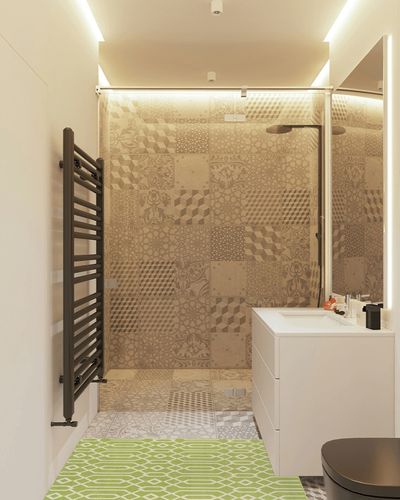 Momeni Rugs in White Tiled Bathroom