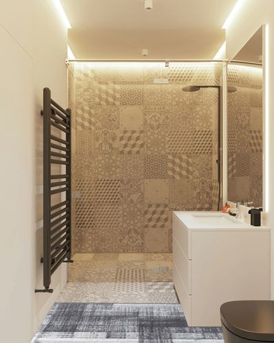Rugshop Contemporary Distressed Design Soft Runner Rug 2'x7' Gray in White Tiled Bathroom