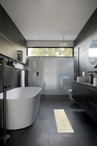 Thomas Boho Tribal Area Rug - 5'3" x 7' - Ivory in Black Modern Bathroom