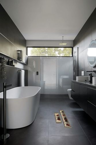 Artoid Mode Buffalo Plaid Santa Claus Christmas Tree Decorative Kitchen Mats Set of 2, Home Party Low-Profile Kitchen Rugs - 17x29 and 17x47 Inch in Black Modern Bathroom