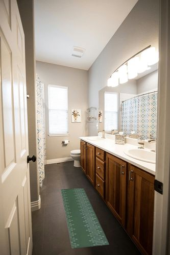 Hallway Runner Rug,Boho Geometric Diamond Dot Stripe Bohemian Green Non Slip Water Absorbent Rug Indoor Entrance Floor Mat Runner for Home Garage Kitchen Laundry 15.7x47.2in in Wooden and Grey Bathroom