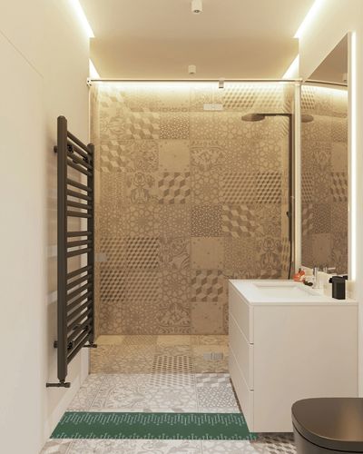 Hallway Runner Rug,Boho Geometric Diamond Dot Stripe Bohemian Green Non Slip Water Absorbent Rug Indoor Entrance Floor Mat Runner for Home Garage Kitchen Laundry 15.7x47.2in in White Tiled Bathroom