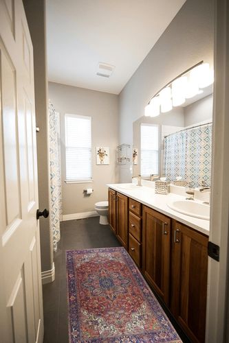 Fame Rugs Vintage Bohemian Area Rugs for Living Room, Bedroom, Red Terracotta Burgundy, 2'4" x 4'9" in Wooden and Grey Bathroom