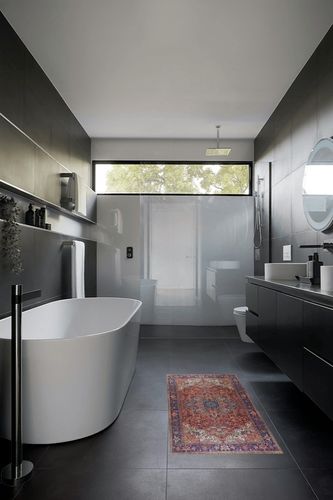 Fame Rugs Vintage Bohemian Area Rugs for Living Room, Bedroom, Red Terracotta Burgundy, 2'4" x 4'9" in Black Modern Bathroom