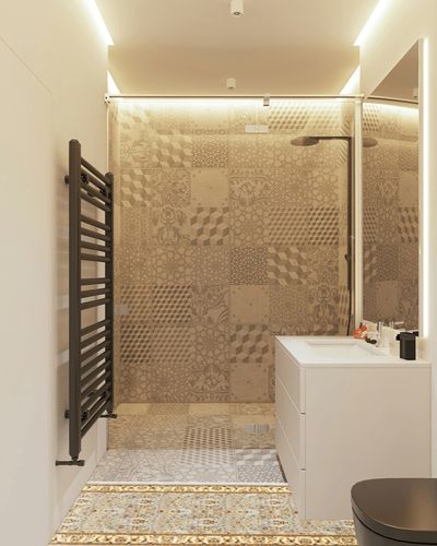 SAFAVIEH Lyndhurst Collection Runner Rug - 2'3" x 8', Light Blue & Ivory, Traditional Oriental Design, Non-Shedding & Easy Care, Ideal for High Traffic Areas in Living Room, Bedroom (LNH312B) in White Tiled Bathroom