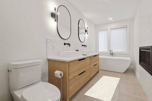 Mohawk Home 2’ x 6’ Ultra Stop Non Slip Rug Gripper Utility Rug Pad Grips Keeps Area Rugs in Place - for Hard Floors in Scandinavian Neutral bathroom