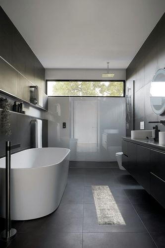 SAFAVIEH Evoke Collection Area Rug - 9' x 12', Grey & Ivory, Oriental Distressed Design, Non-Shedding & Easy Care, Ideal for High Traffic Areas in Living Room, Bedroom (EVK256D) in Black Modern Bathroom