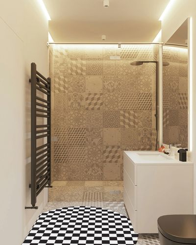 Olivefox Round Area Rugs Modern Black and White Checkered Lattice Pattern Super Soft Indoor Stain-Proof Carpet Floor Mat Anti-Skid Runner Rugs for Home Living Room, Bedroom, Dining Room, 4 Feet in White Tiled Bathroom