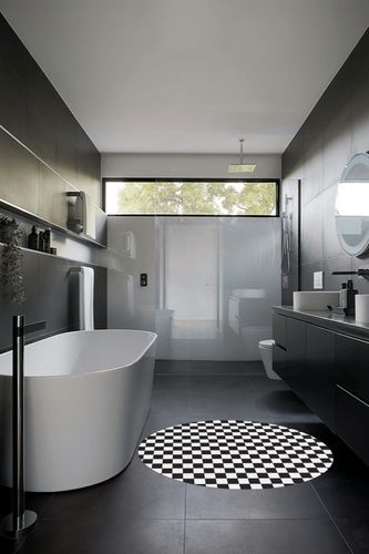 Olivefox Round Area Rugs Modern Black and White Checkered Lattice Pattern Super Soft Indoor Stain-Proof Carpet Floor Mat Anti-Skid Runner Rugs for Home Living Room, Bedroom, Dining Room, 4 Feet in Black Modern Bathroom