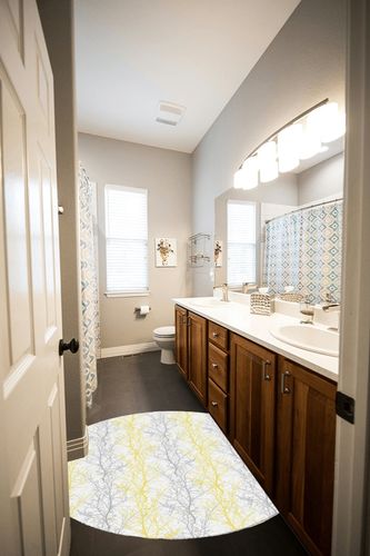 Forest Branch Round Area Rug 4ft,Washable Outdoor Indoor Carpet Runner Rug for Bedroom,Kitchen,Bathroom,Living/Dining/Laundry Room,Office,Area+Rug Large Bath Door Mat Winter Tree Geometry Yellow Grey in Wooden and Grey Bathroom