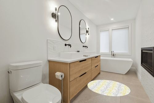 Forest Branch Round Area Rug 4ft,Washable Outdoor Indoor Carpet Runner Rug for Bedroom,Kitchen,Bathroom,Living/Dining/Laundry Room,Office,Area+Rug Large Bath Door Mat Winter Tree Geometry Yellow Grey in Scandinavian Neutral bathroom