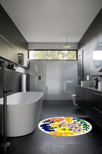 TEALP Round Rug 4'X4' Circle Furry Mat for Living Room Bedroom Cute Flow Carpet for Nursery Fluffy Soft Rug for Teen/Kids Livingroom Decor Bedroom Decoration,Multicolor in Black Modern Bathroom