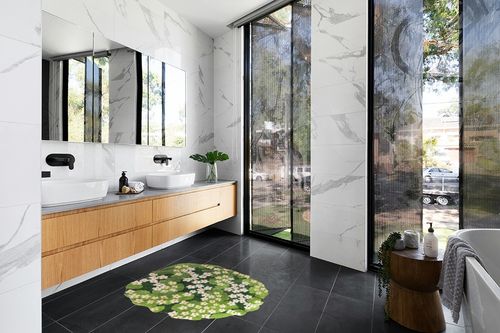 KRYCRHIA Moss Rug 3D Stereo Irregular Rug Flowers Grass Moss Rug for Living Room Bedroom Home Aesthetic Decor Floor Mat Indoor Floor Plush Shaggy Area Rug Anti-Slip Modern Rugs in Modern Black Tiled bathroom