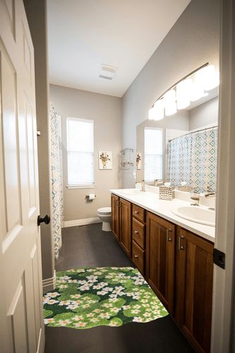 KRYCRHIA Moss Rug 3D Stereo Irregular Rug Flowers Grass Moss Rug for Living Room Bedroom Home Aesthetic Decor Floor Mat Indoor Floor Plush Shaggy Area Rug Anti-Slip Modern Rugs in Wooden and Grey Bathroom