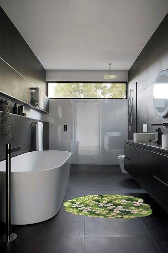 KRYCRHIA Moss Rug 3D Stereo Irregular Rug Flowers Grass Moss Rug for Living Room Bedroom Home Aesthetic Decor Floor Mat Indoor Floor Plush Shaggy Area Rug Anti-Slip Modern Rugs in Black Modern Bathroom