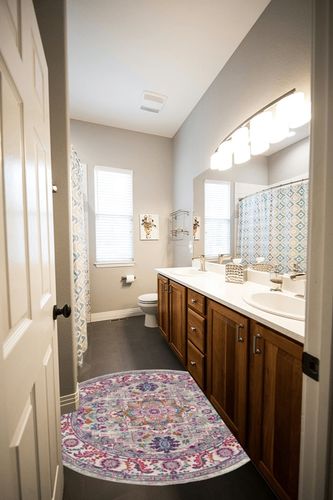 Nourison Passion Bohemian Light Grey/Pink 4' x ROUND Area -Rug, Easy -Cleaning, Non Shedding, Bed Room, Living Room, Dining Room, Kitchen (4 Round) in Wooden and Grey Bathroom