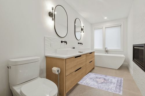 SAFAVIEH Tucson Collection Area Rug - 4' Square, Light Purple/Sage, Geometric Design, Machine Washable Indoor/Outdoor & Washable-Ideal for Patio, Backyard, Mudroom (TSN105W) in Scandinavian Neutral bathroom