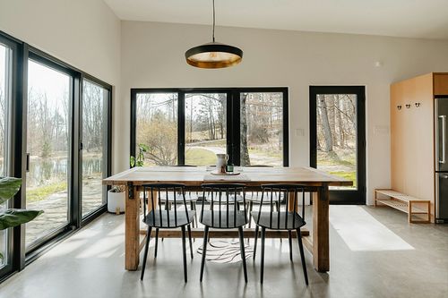 Carpets Modern Round Rug for Living Room Decor Geometric Black White Soft Shaggy Carpet Bedroom Fluffy Chair Floor Mat (X-Large) in Scandinavian Dining Room with Rectangular Table