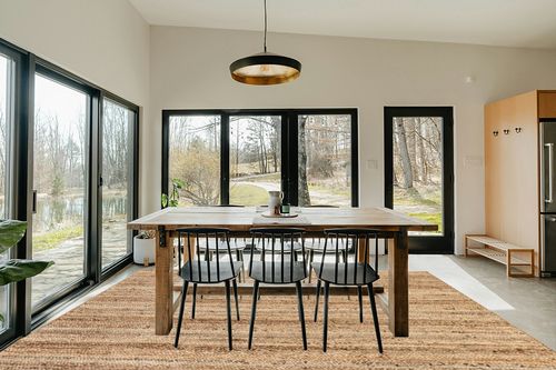 nuLOOM Rigo Hand Woven Farmhouse Jute Area Rug, 9' x 12', Natural in Scandinavian Dining Room with Rectangular Table