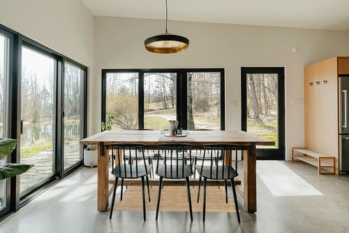 ‎Natural ‎Farmhouse  ‎Kitchen, Bedroom, Living Room, Hallway, Dining Room ‎Area Rug in Scandinavian Dining Room with Rectangular Table