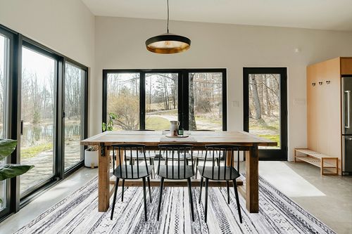 8x10 Washable Large Soft Neutral Boho Moroccan Bohemian Farmhouse Rug in Scandinavian Dining Room with Rectangular Table