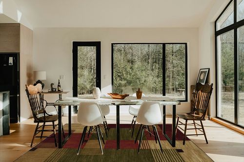 Mohawk Home Alliance Modern Geometric 6' x 9' Area Rug - Red - Perfect for Living Room, Dining Room, Office in Modern Scandinavian Dining Room with Black Accents