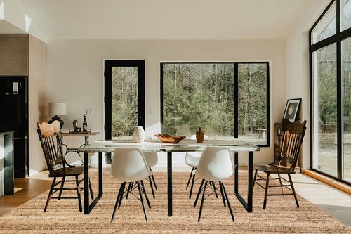 nuLOOM Rigo Hand Woven Farmhouse Jute Area Rug, 9' x 12', Natural in Modern Scandinavian Dining Room with Black Accents