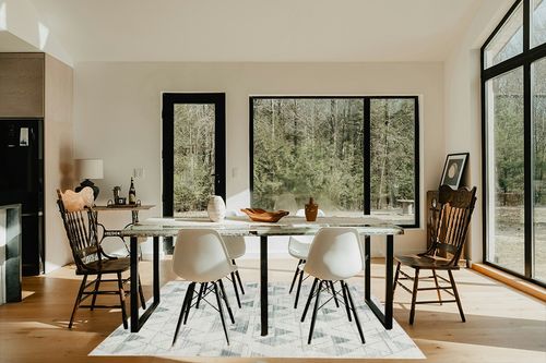 GlowSol 5x7 Area Rug Geometric Pattern Washable Area Rug Abstract Carpet Rug Modern Diamond Boho Accent Rug Livingroom Farmhouse Dining Room Rug Office Bedroom Decor, 5x7 Green in Modern Scandinavian Dining Room with Black Accents