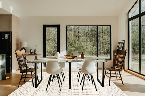 nuLOOM Moroccan Blythe Area Rug, 6' 7" x 9', Grey/Off-white in Modern Scandinavian Dining Room with Black Accents