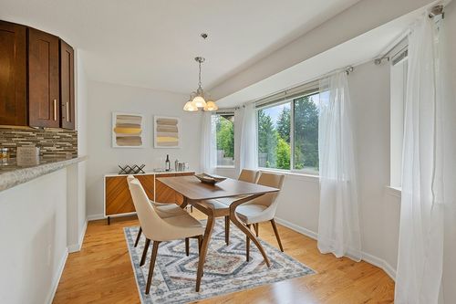 Area Rug Living Room Rugs - 5x7 Large Machine Washable Boho Thin Carpets Vintage Tribal Anti Slip Backing Carpet for Under Dining Table Bedroom Farmhouse Home Office Grey in Modern White Dining Room with Wooden Accents