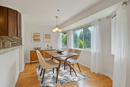 Area Rug Living Room Rugs - 5x7 Large Soft Indoor Neutral Modern Abstract Low Pile Washable Rug Carpet for Bedroom Dining Room Farmhouse Home Office - Grey in Modern White Dining Room with Wooden Accents