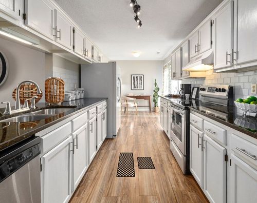 EUCH 2 Piece Carpet Rubber Backing Non-Slip Kitchen Mat Doormat Area Rugs (17"x23"+17"x47", Black Mosaic) in White Traditional Kitchen