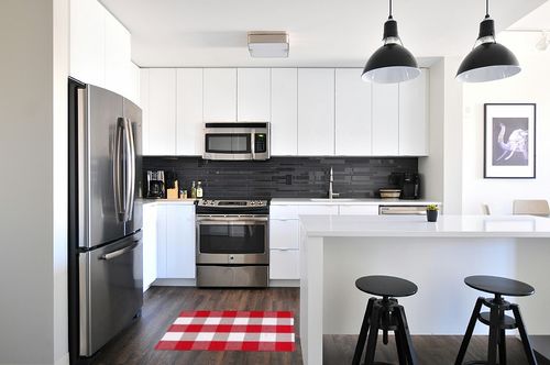 Buffalo Plaid Rug for Living Room 24x36 inch- Red White, Kitchen Rug,Entry Way Rug, Door Rug, Area Rug, Farmhouse Bath Room Rug, Buffalo Check Rug, Woven Rag Rug, 2x3 Rug,Reversible Rug Cotton in White and Black Modern Kitchen