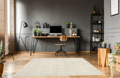 nuLOOM Daniela Farmhouse Chunky Jute Area Rug, 6' x 9', Off-White in Grey Home office with Wooden Floor