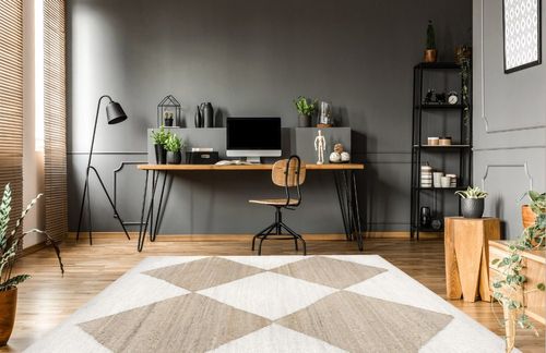 nuLOOM Pandora Diamond Jute Area Rug, 8x10, Ivory in Grey Home office with Wooden Floor