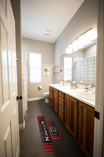 HOLVDENG Red Buffalo Plaid Kitchen Mat Set of 2 Non Slip Thick Kitchen Rugs and Mats for Floor Comfort Standing Mats for Kitchen, Sink, Office, Laundry, 17"x47"+17"x28" in Wooden and Grey Bathroom