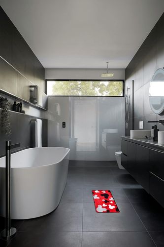 Mickey Mouse Rugs - Bathroom Rug, Non-Slip Mickey Cartoon Kitchen Mat, Cute Cartoon Rug Indoor Entrance Doormat for Boys Girls Kids Baby Bedroom Home Decor Nursery Indoor Rugs, 17" x 30" (Red) in Black Modern Bathroom