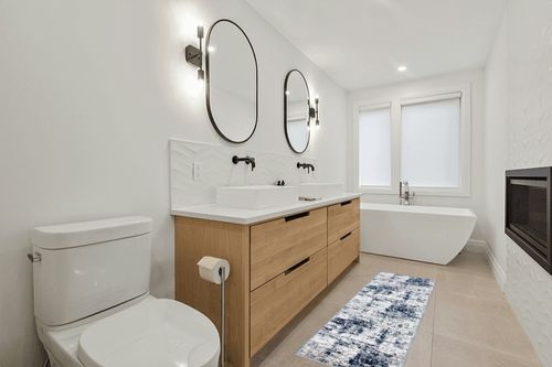 Rugshop Distressed Abstract Runner Rug 2' x 7' Blue in Scandinavian Neutral bathroom