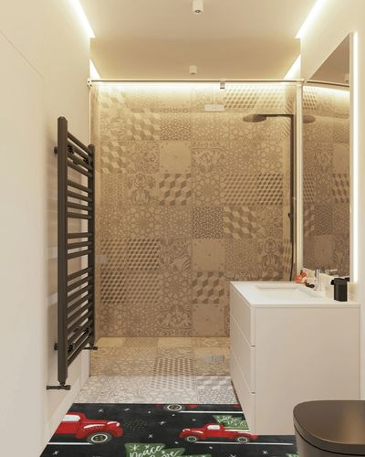 Red Christmas Truck Area Rug Non Skid, Xmas Pickup Car Washable Hallway Runner Rugs Laundry Room Rug Mats Soft Kitchen Absorbent Floor Mat Carpet for Entrance Bedroom Living Room 72x24in in White Tiled Bathroom