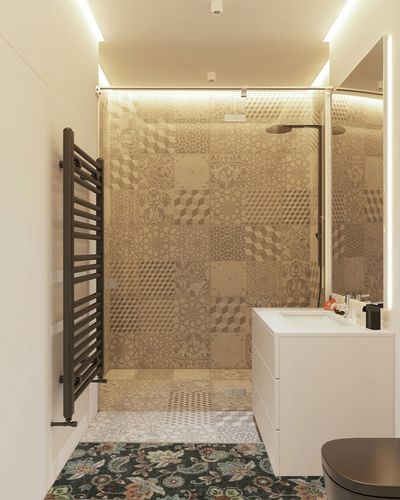 Morebes Floral Rug Runners for Hallways 6 Feet Non Slip,Paisley Runner Rug for Entryway Indoor,Washable Bath Mat Distressed Indoor Floor Carpet Runner for Kitchen Laundry Foyer,Brownish Black in White Tiled Bathroom