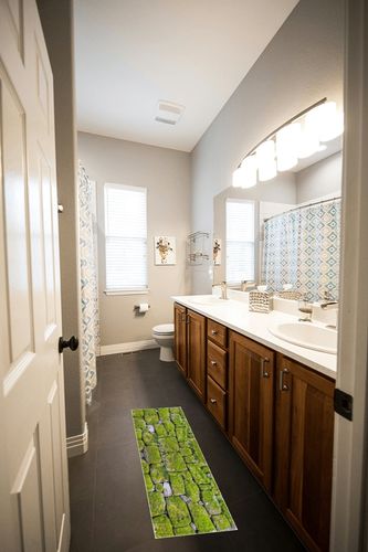 WODEJIA Non Slip Bath Rugs Sponge Foam for Bathroom,Durable Flannel Mat Bright 3D Print Rug, Clearance MatS for Forlaundry Room and Kitchen, Country Road Themed Decor carpt in Wooden and Grey Bathroom