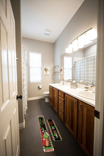 Grinchmas Christmas Kitchen Rugs [2 PCS] Cushioned Anti-Fatigue Kitchen Mat Non-Skid Waterproof Kitchen Mats, Comfortable Kitchen Carpet Set, Christmas Doormat for Floor Office Sink Laundry (B) in Wooden and Grey Bathroom