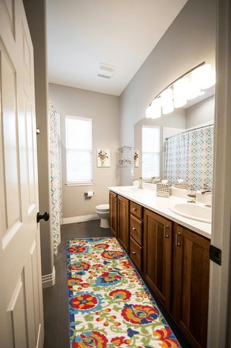 Nourison Aloha Indoor/Outdoor Multicolor 2'3" x 8' Area-Rug, Easy-Cleaning, Non Shedding, Bed Room, Living Room, Dining Room, Deck, Backyard, Patio (2x8) in Wooden and Grey Bathroom